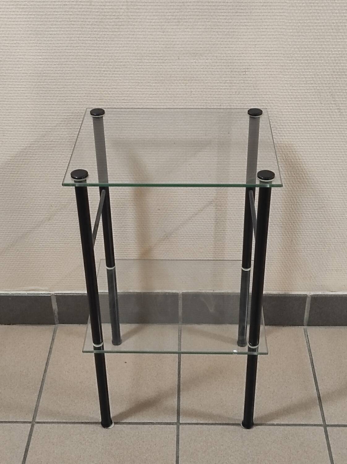 50s metal and glass side table