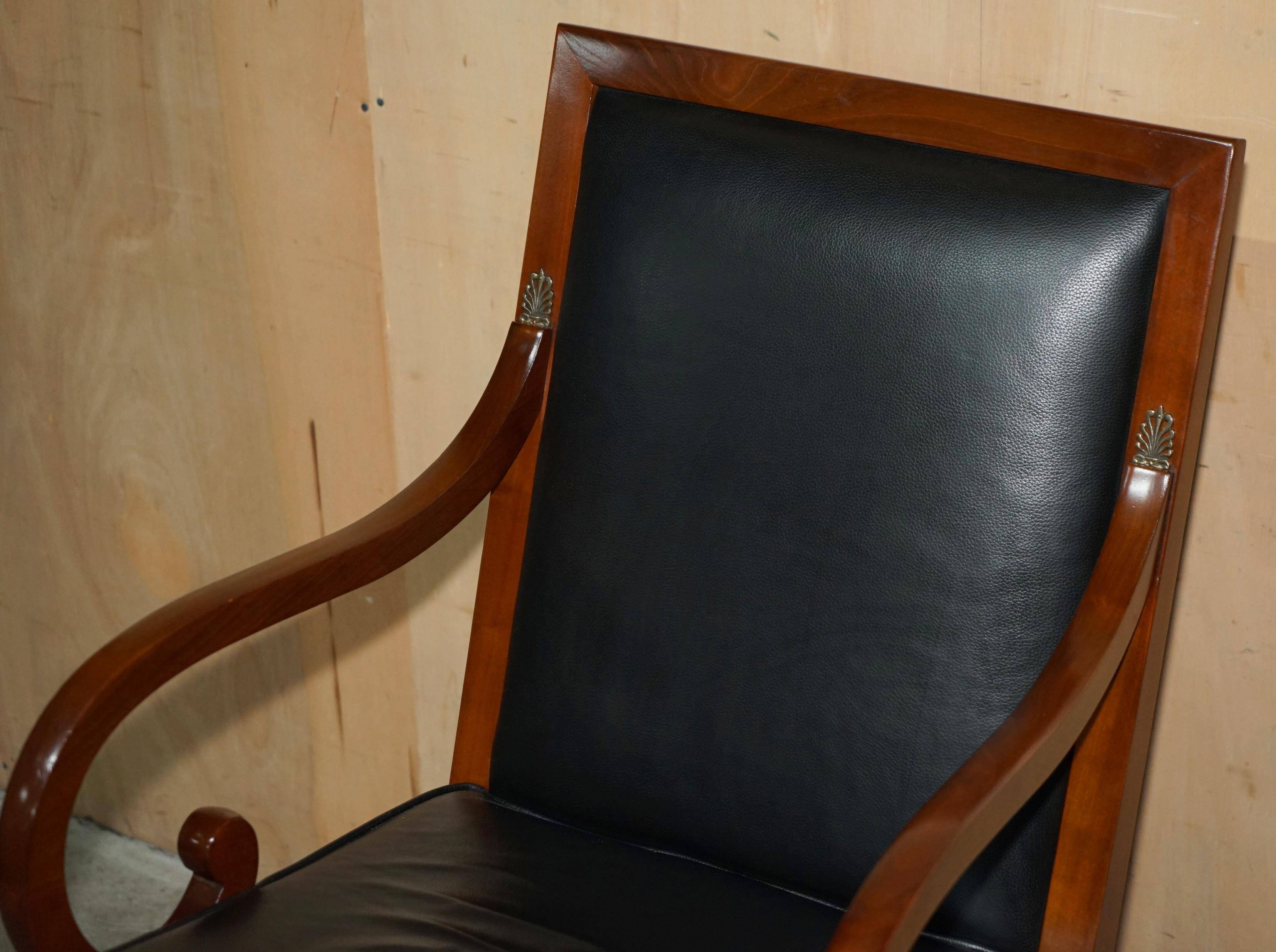 Captain's armchair in leather and cherry wood Grange Paris