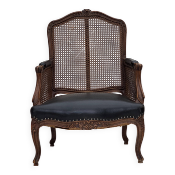 1930s, Danish armchair, furniture leather, ash wood, furniture mesh.