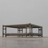 Large Wicker “Attila” Series Coffee Table with marble top by Gasparucci Ita