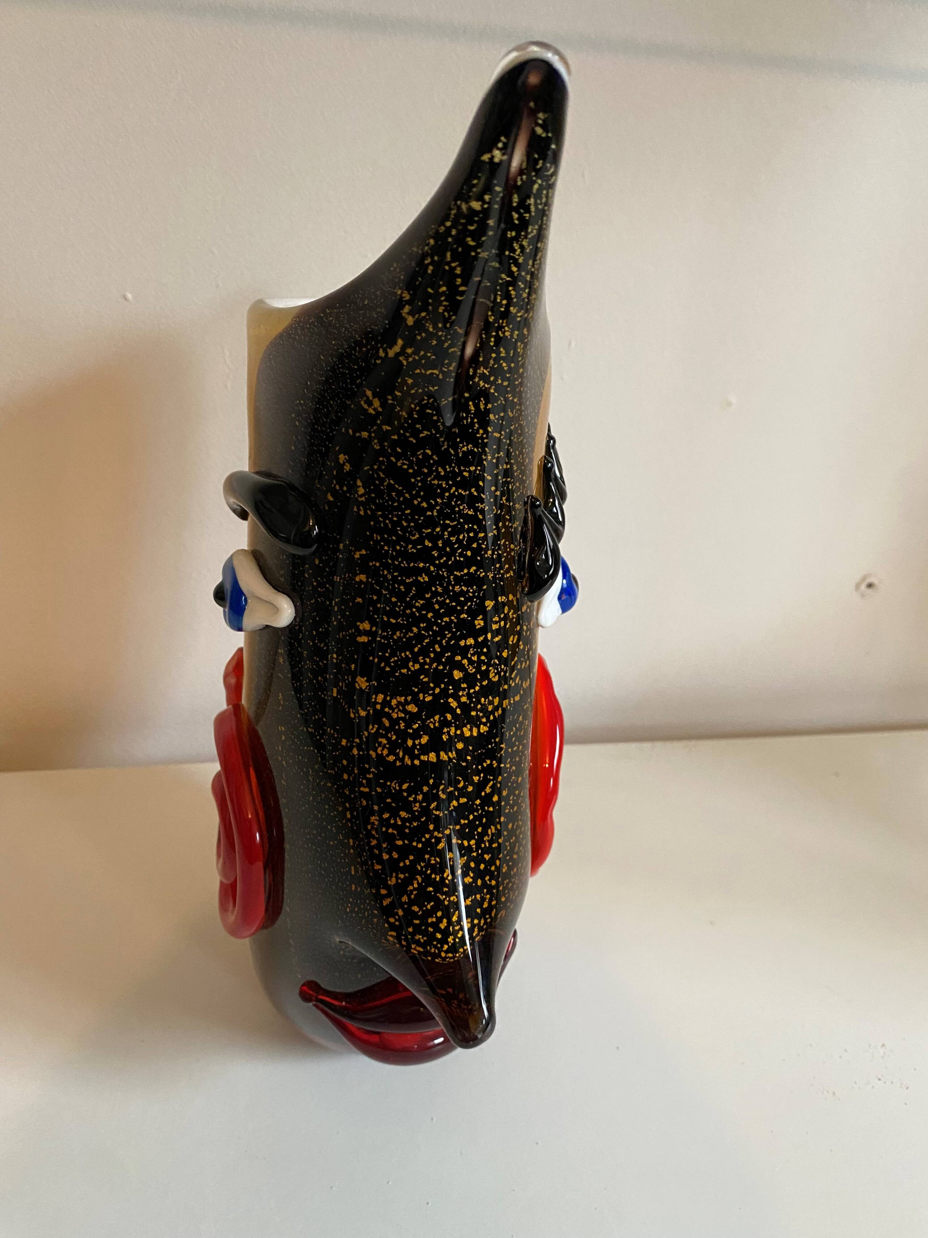 Fish head vase in Murano glass from the 1980s.