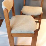 Pair of modernist chairs in solid elm 1970