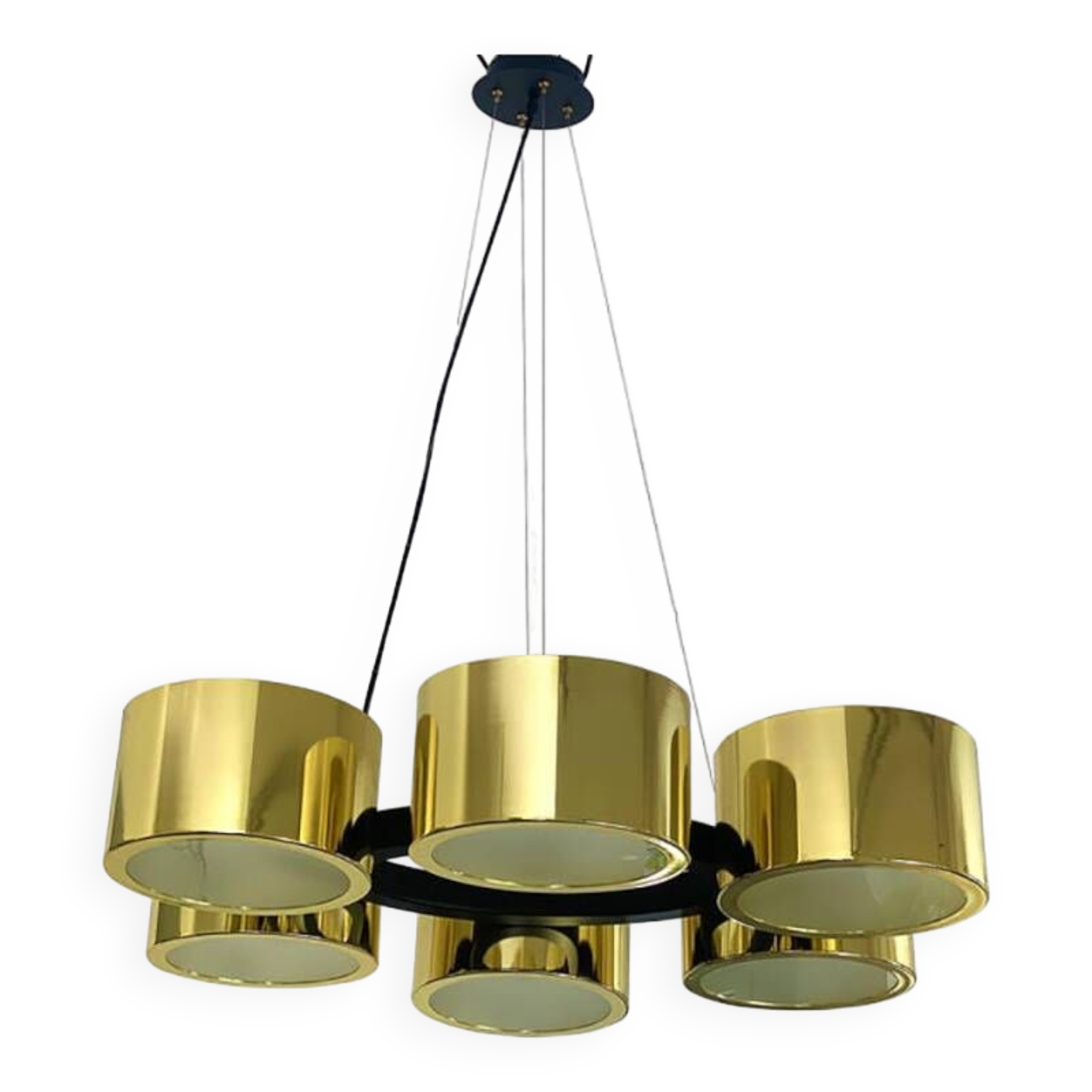 Contemporary Italian Oval Metal Gold Candlestick