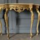 Gilded bronze console Louis XV style and its Mirror Mid-twentieth Marble