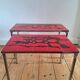 Pair of nesting coffee tables, vintage ceramic furniture.