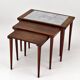 Rosewood nesting tables with ceramic tiles, Denmark, 1960s, set of 3