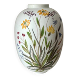 Ceramic vase with hand-painted wildflowers by Lars Thorén for Rörstrand, 1960s