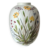 Ceramic vase with hand-painted wildflowers by Lars Thorén for Rörstrand, 1960s