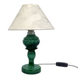 Malachite glass table lamp, Czechoslovakia, 1960s | Vintage MCM