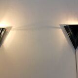 Dutch Modern Glass & Steel Triangular Wall Sconces