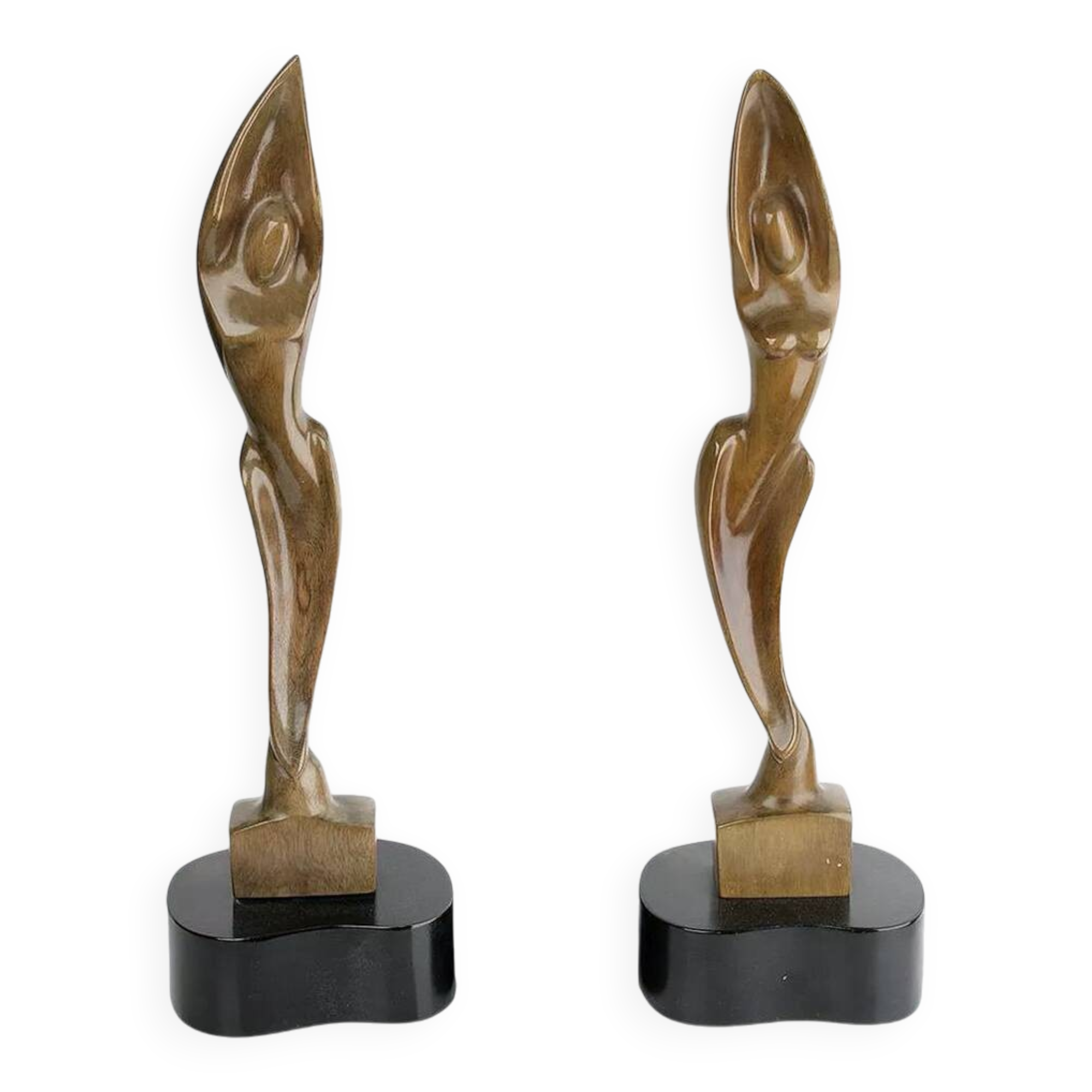 Pair of Large Vintage Teak Sculptures, 1950s