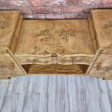 Rare Low Art Deco Blonde Burl TV Console Sideboard - 1930s Fully Restored