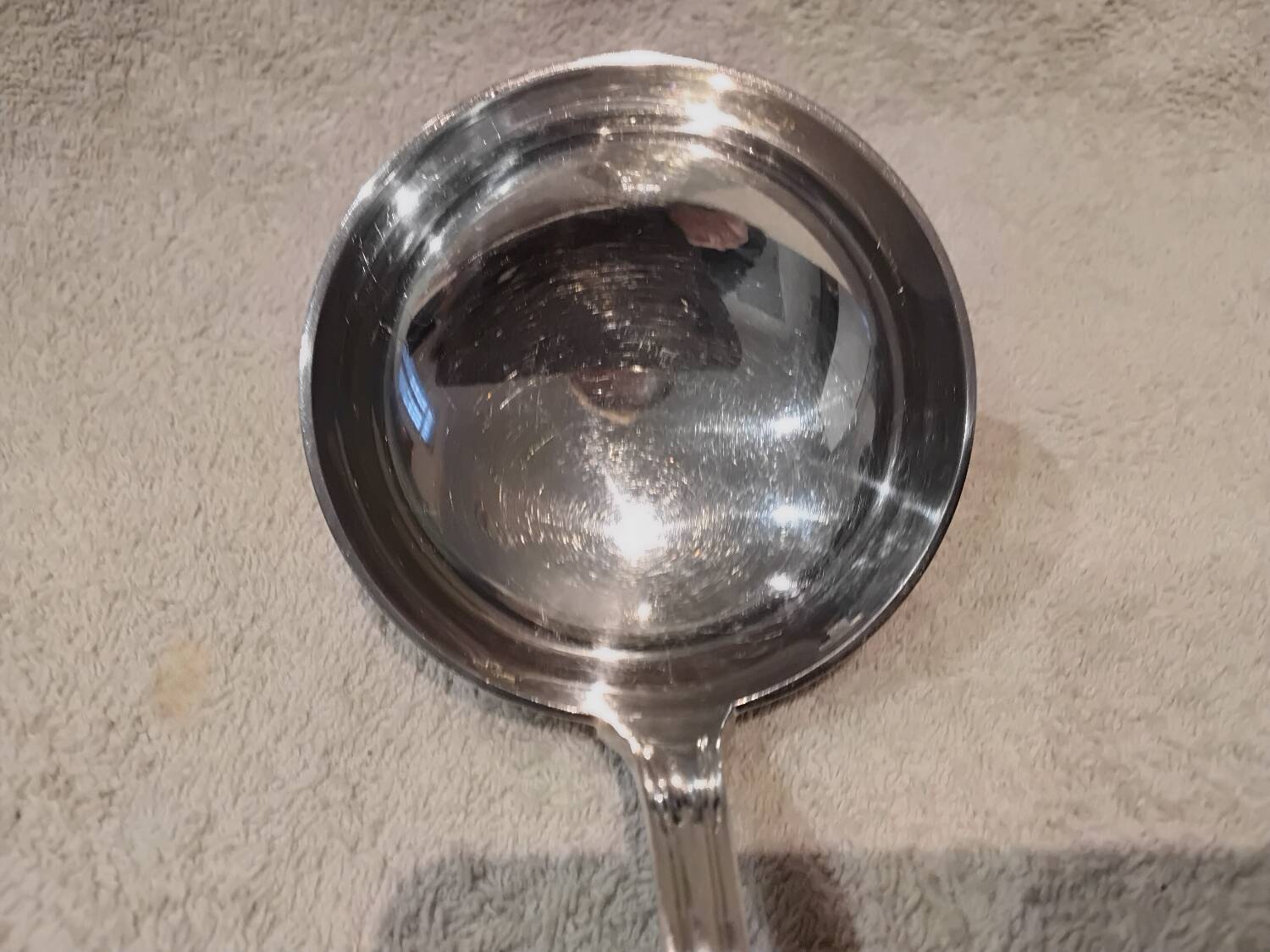 Silver-plated metal soup ladle by Christofle silversmiths, Albi pattern
