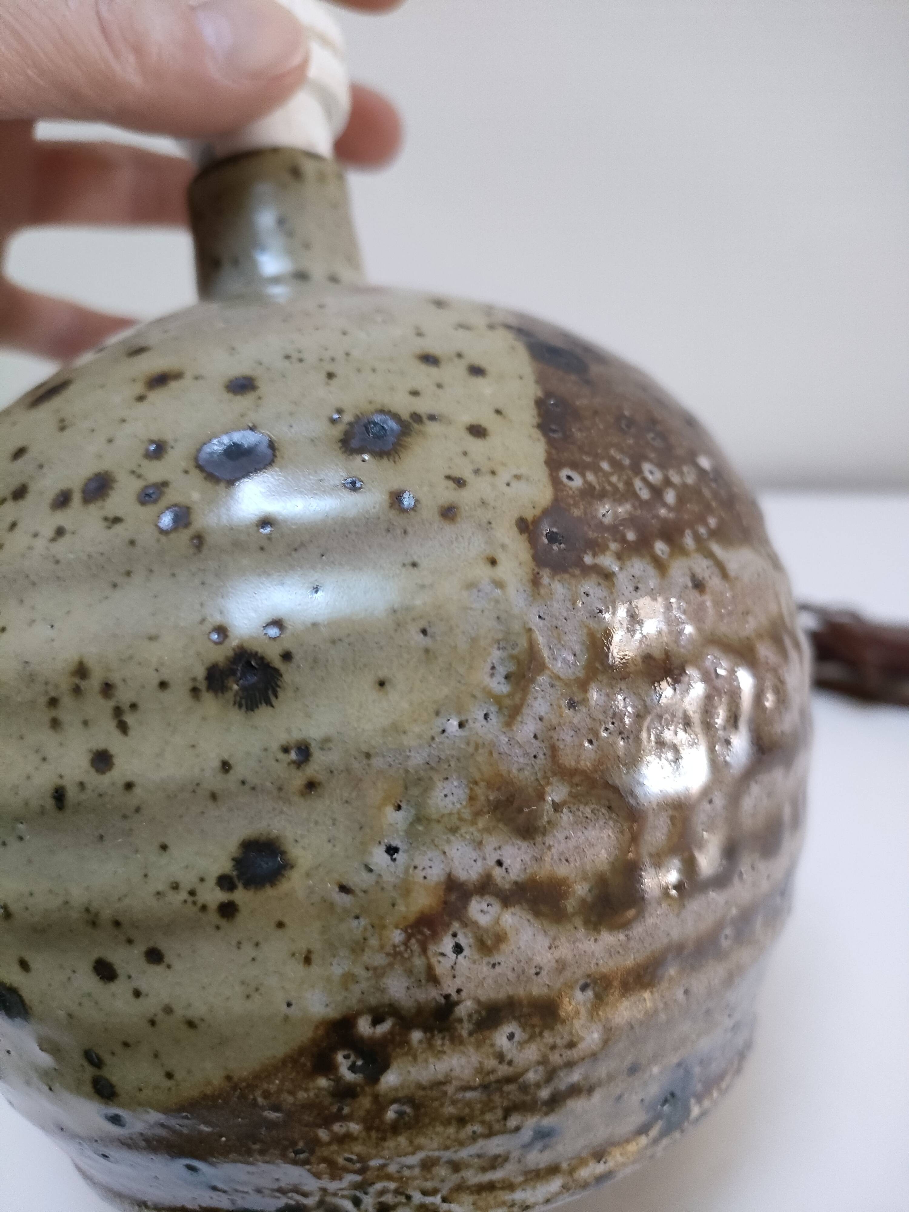 Gustave Tiffoche pyrite enamelled sandstone ball lamp base