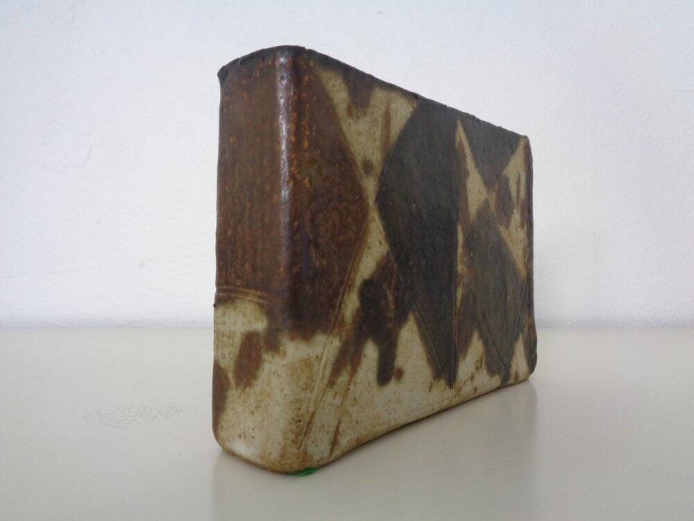 Vintage glazed studio ceramic vase by Trille Jørgensen, Denmark, 1970s.