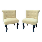 2 reupholstered toadstool armchairs