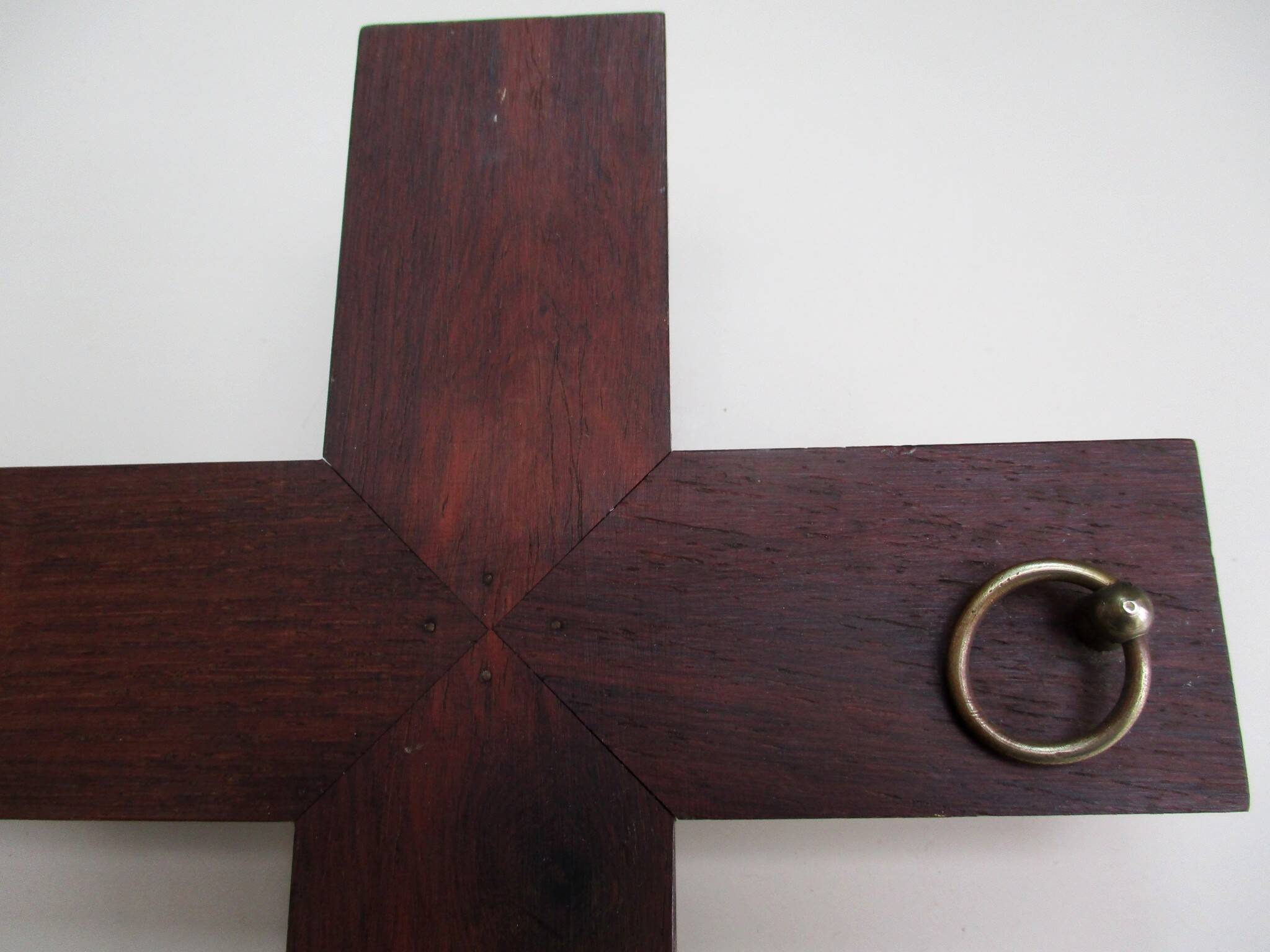 Crucifix 19th century wood brass - carved Christ