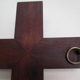 Crucifix XIX éme bois laiton -christ sculpté