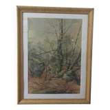 Lyartineau: In the forest of Fontainebleau, watercolor