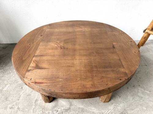 Round brutalist coffee table from the 1950s.