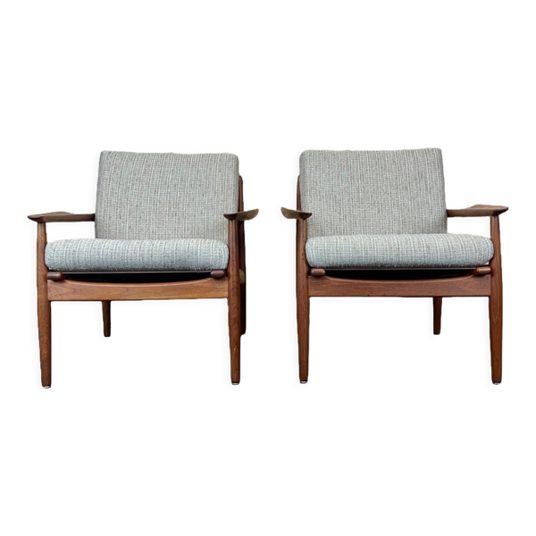 Paire de fauteuils en teck par Svend Aage Eriksen pour Glostrup années 60 70 — Beyit