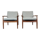 Pair of teak easy armchairs by Svend Aage Eriksen for Glostrup