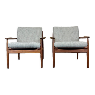 Pair of teak easy armchairs by Svend Aage Eriksen for Glostrup