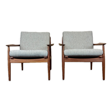 Pair of teak easy armchairs by Svend Aage Eriksen for Glostrup
