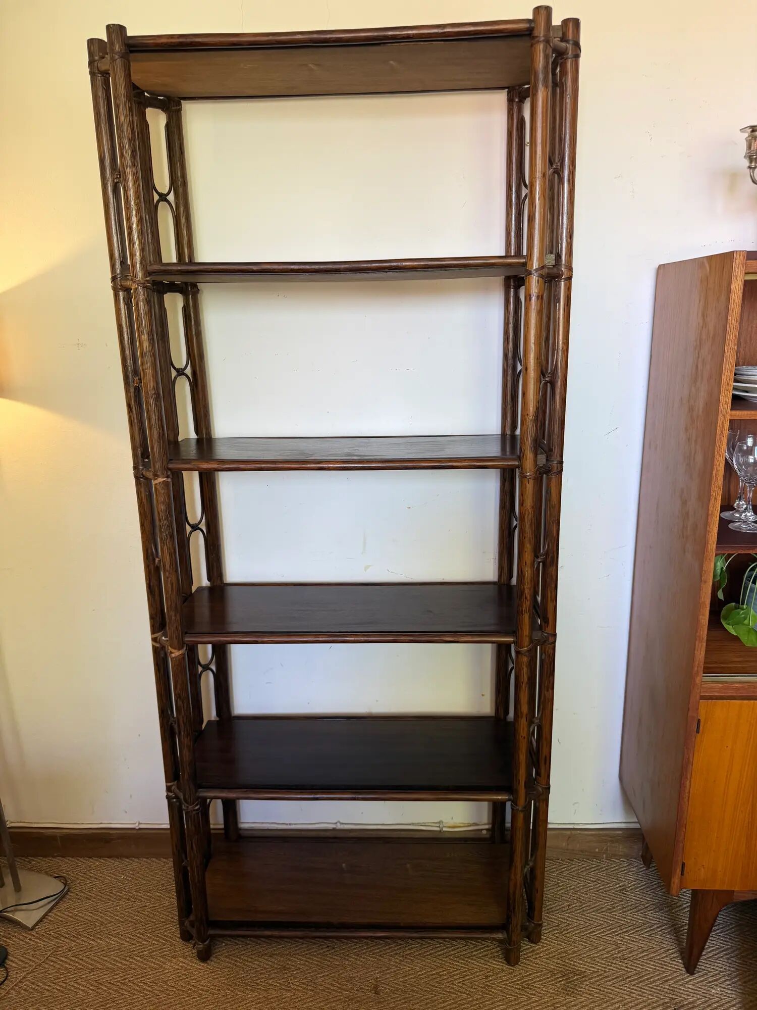 Large vintage rattan shelf/bookcase