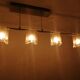80's chrome chandelier with murano lampshades