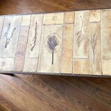Roger Capron Herbier - Rectangular coffee table with patinated steel frame