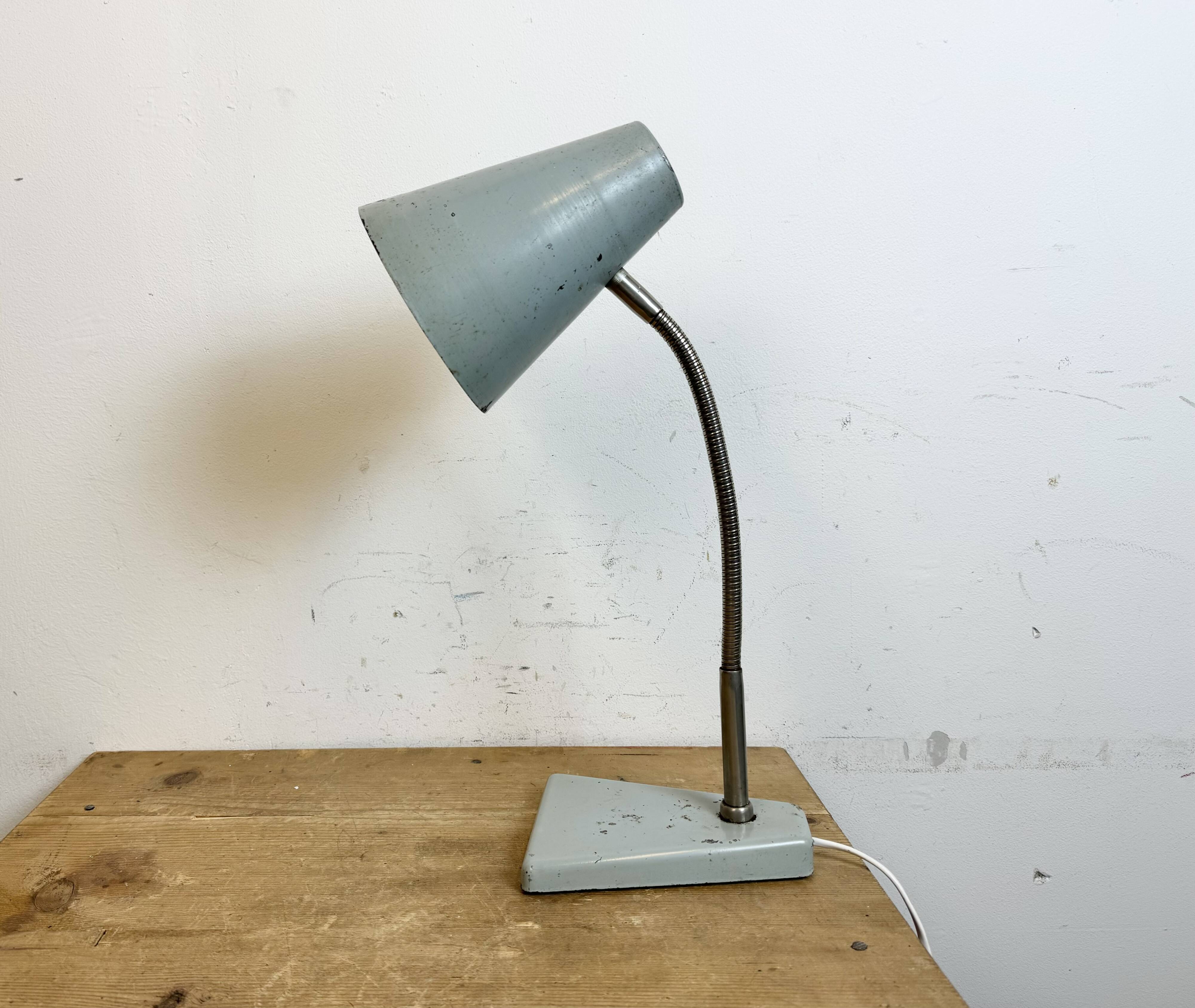 Grey Industrial Gooseneck Table Lamp from Zaos, 1960s