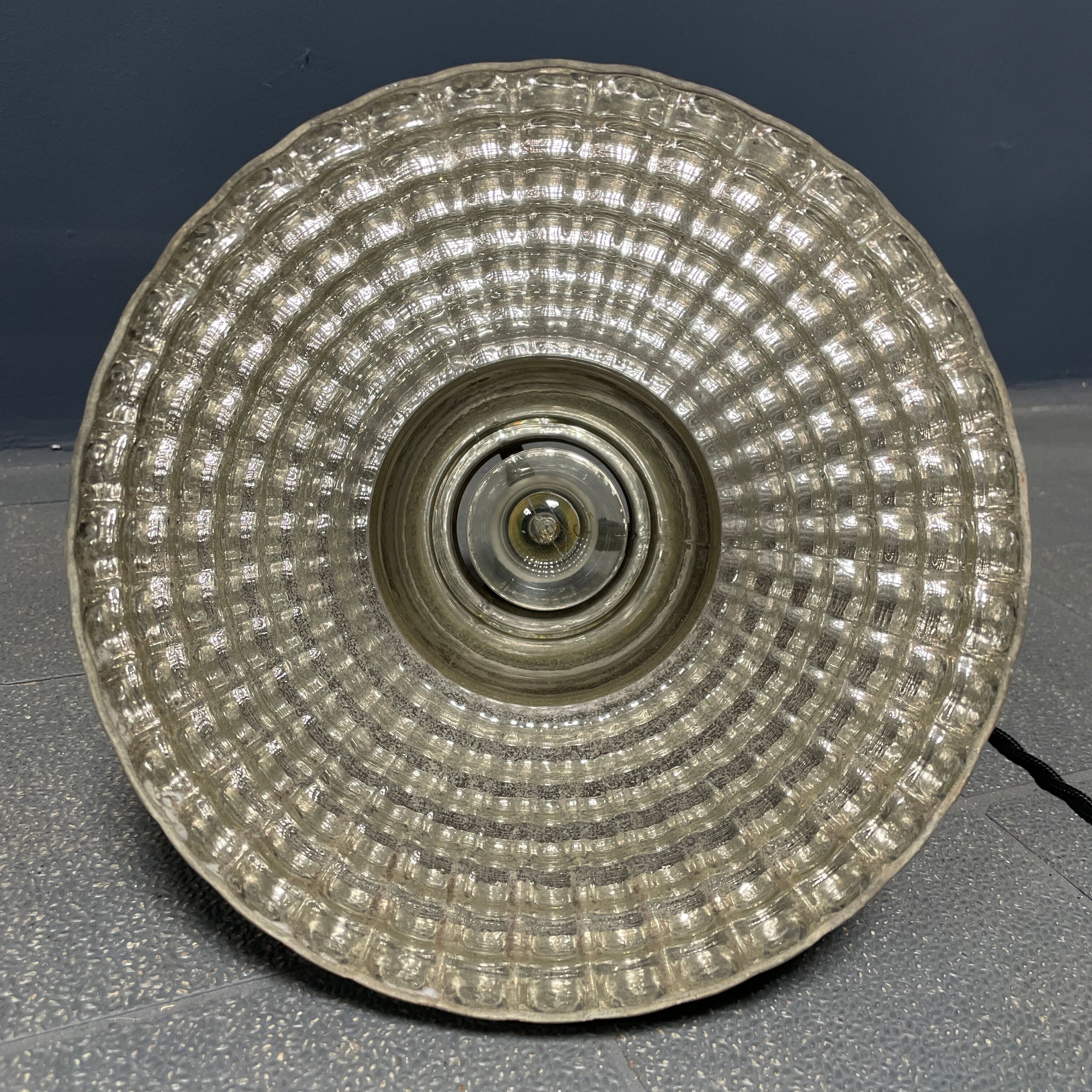 Old mercury glass hanging lamp with brass fixture