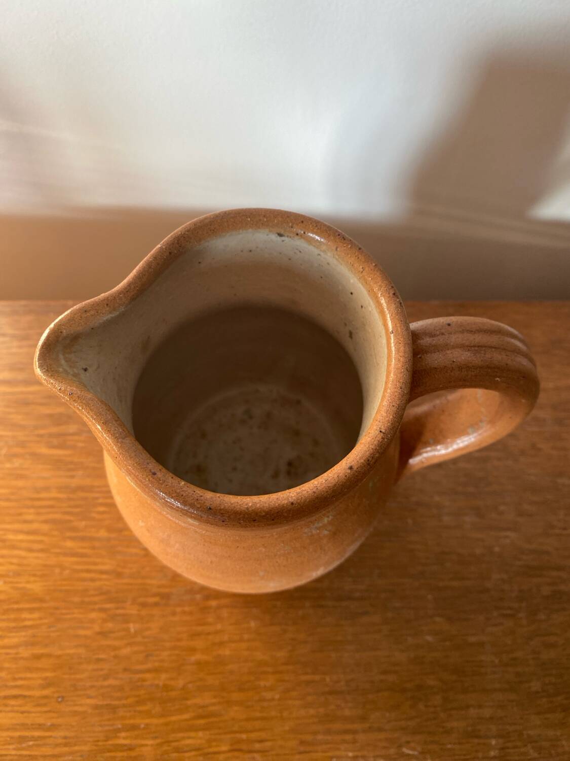 Antique pitcher la poterie des mottes stoneware brown beige vintage kitchen
