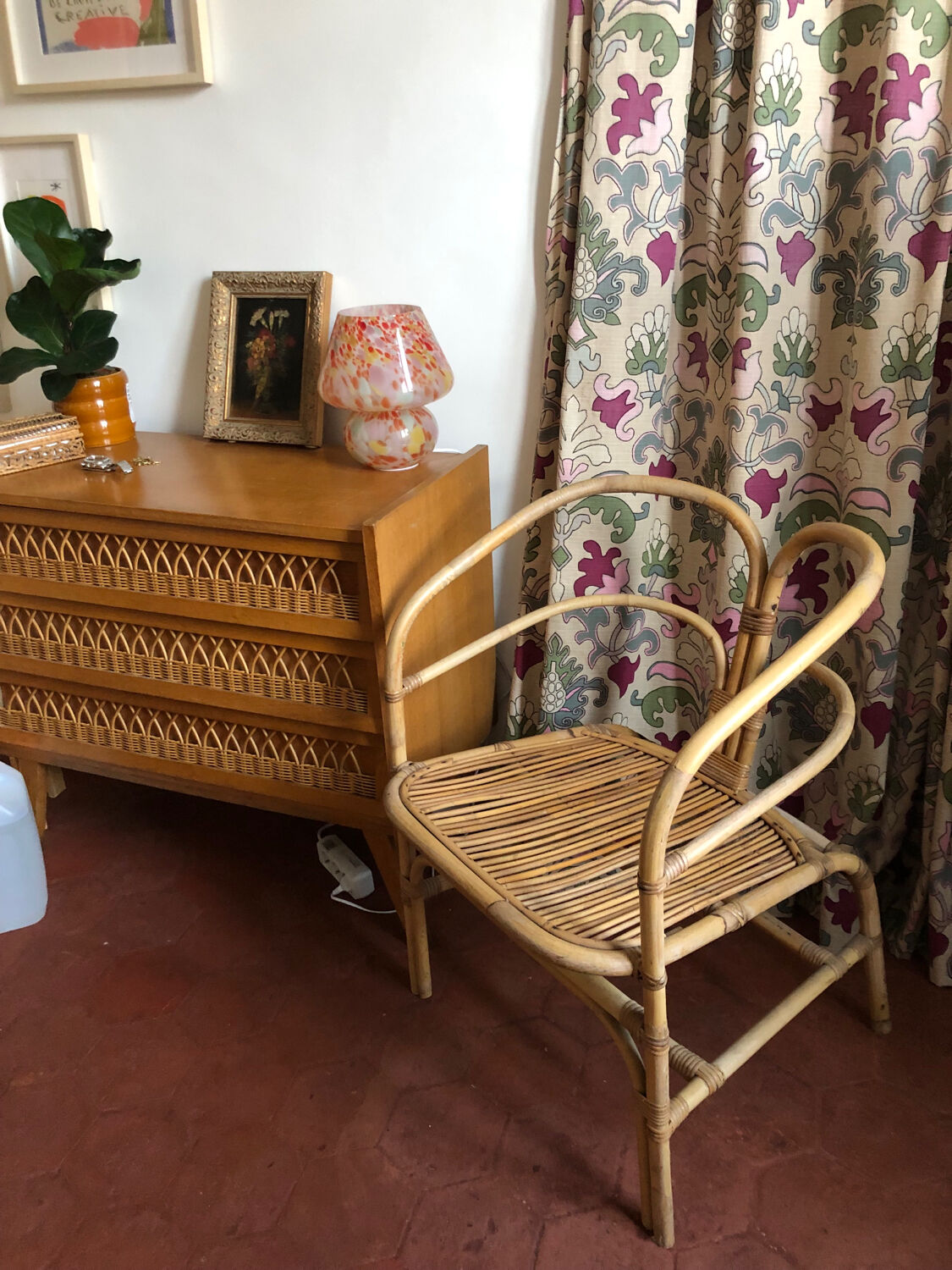 Fauteuil Chaise en rotin / osier vintage