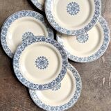 6 Gien flat ironware plates, "Arabesques" service, 1880-1930