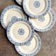 6 flat plates Gien in ironstone, "Arabesques" service, 1880-1930