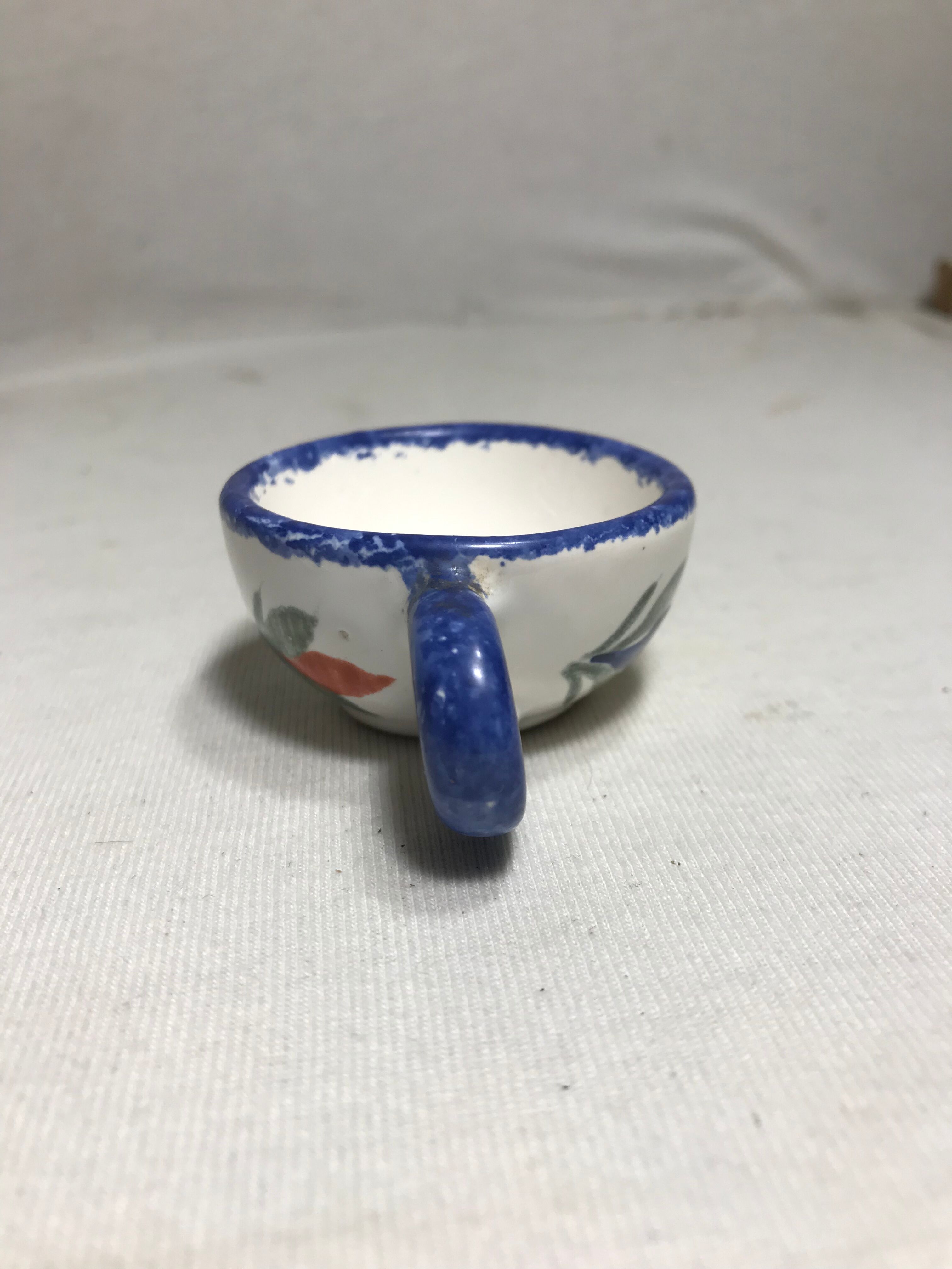 4 cups Quimper HB ceramic + drawings series painted vintage