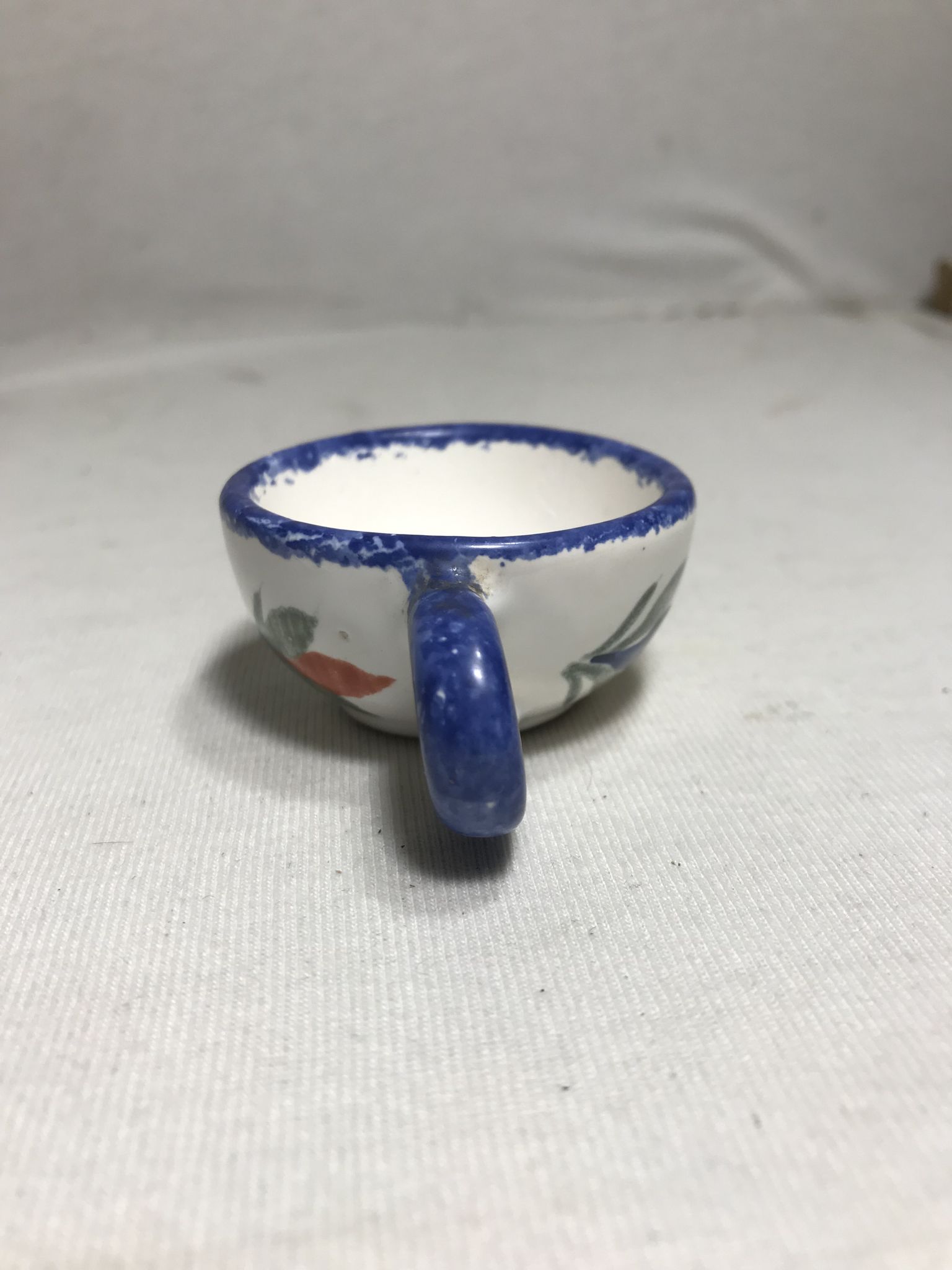 Série 4 tasses Quimper HB céramique + dessins peints vintage