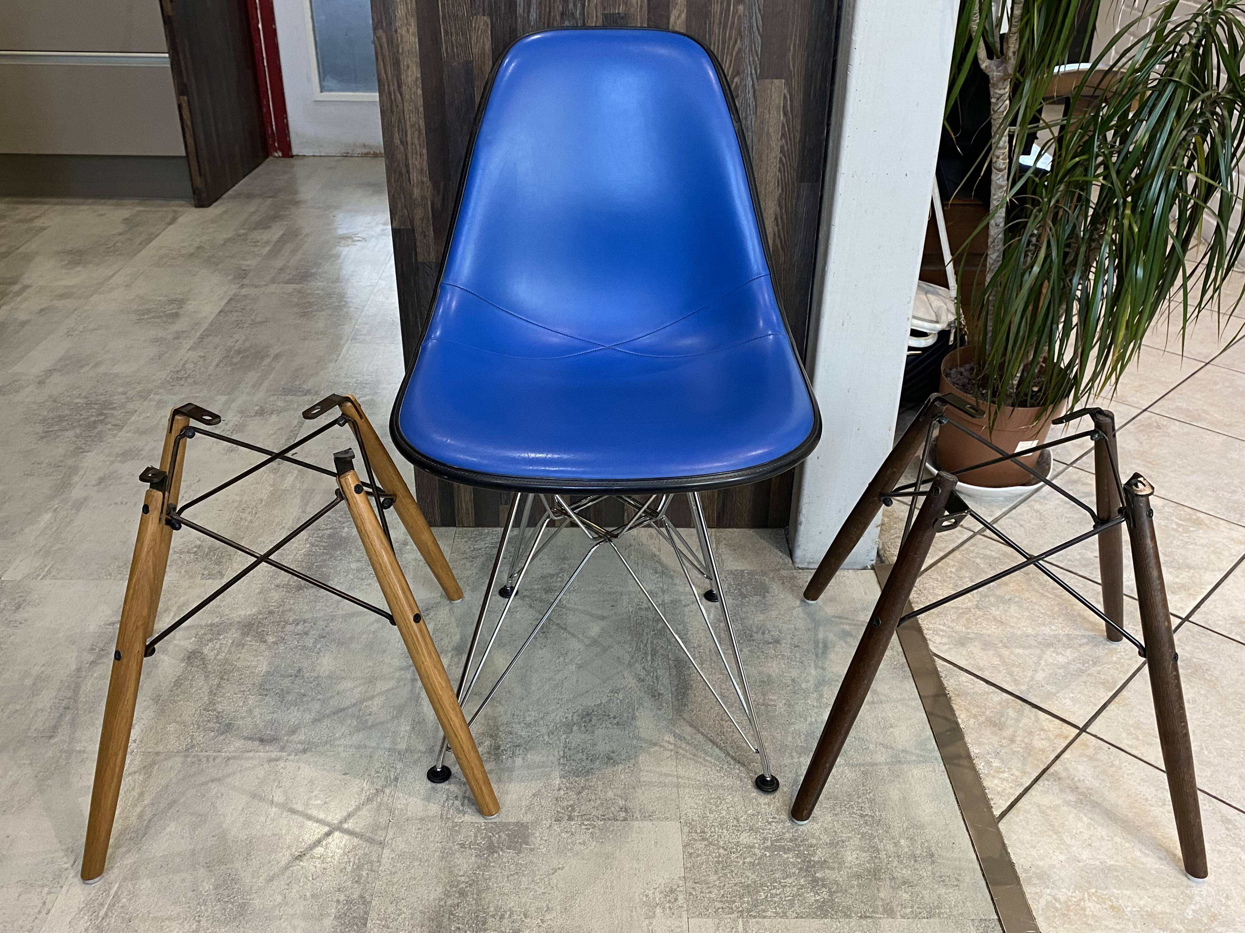 Eames Herman Miller DSR Eiffel blue skai vinyl fibreglass chair