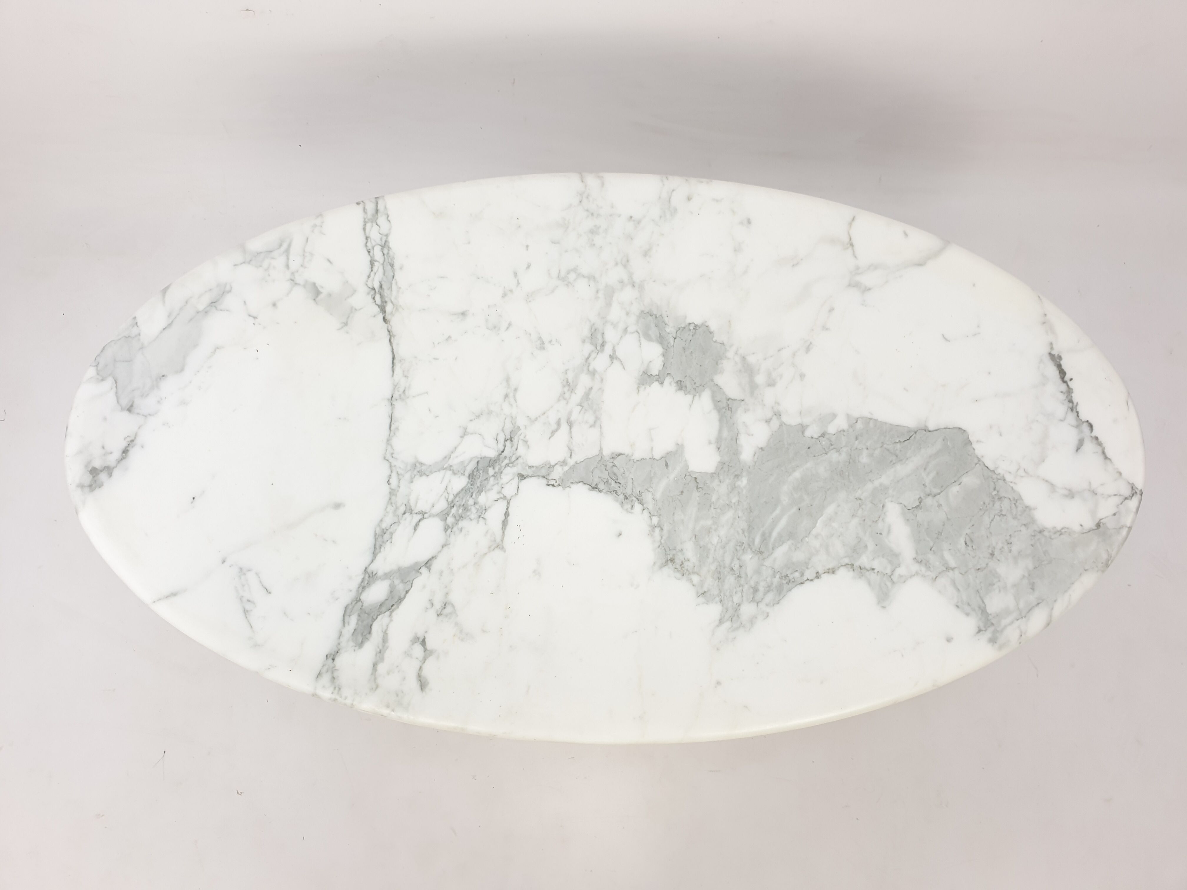 Mid-century italian marble oval coffee table, 1980s