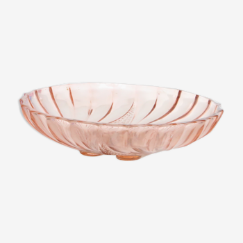 Plat rond en verre rose art déco