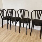 Set of 4 Vintage Black Wooden Dining Chairs: STOL Kamnik, 70s, Yugoslavia
