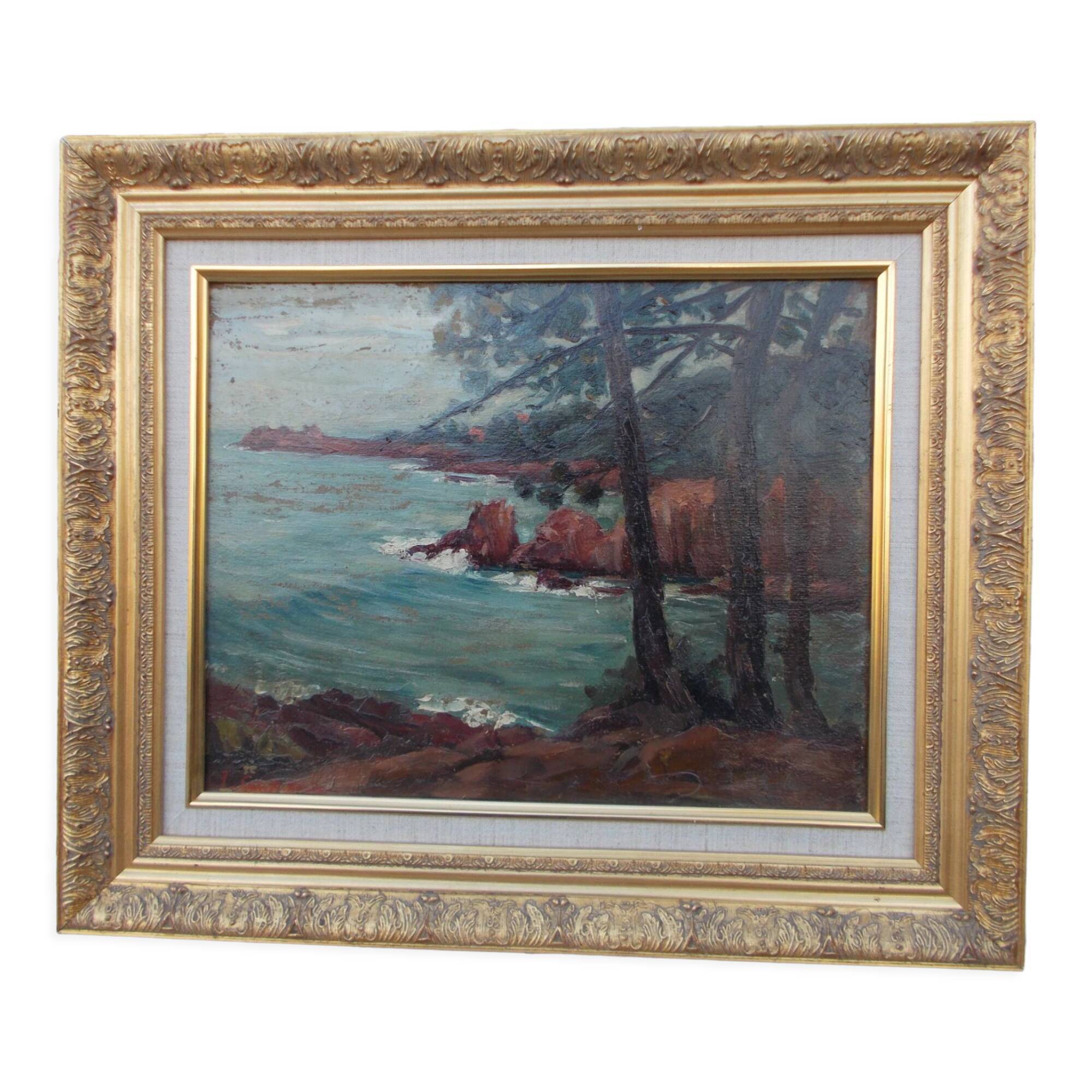 Tableau bord de mer en l'état Leopoldo Santa Maria de Obregon