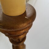 Golden wood column floor lamp