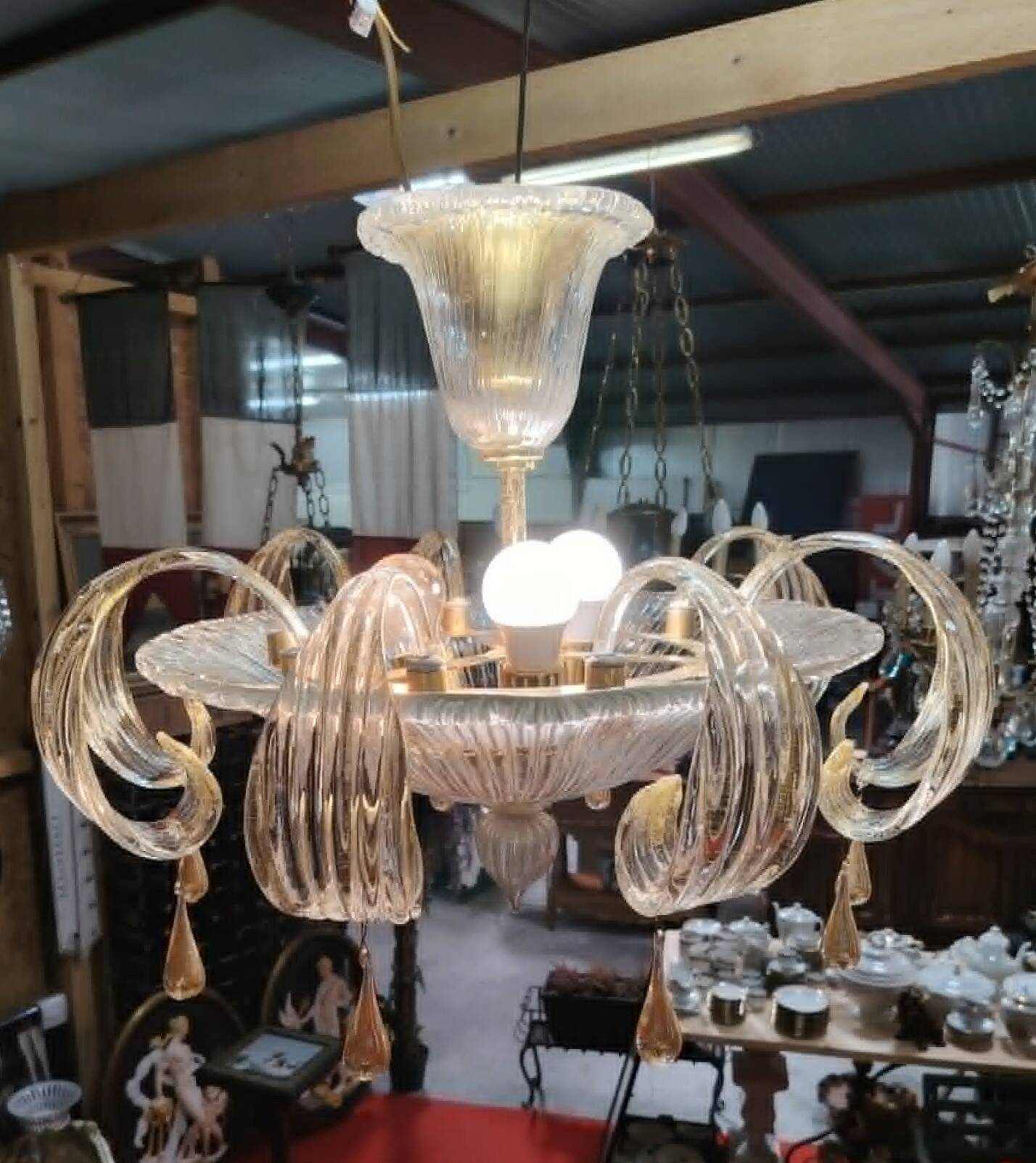 Important lustre Murano in transparent blown glass