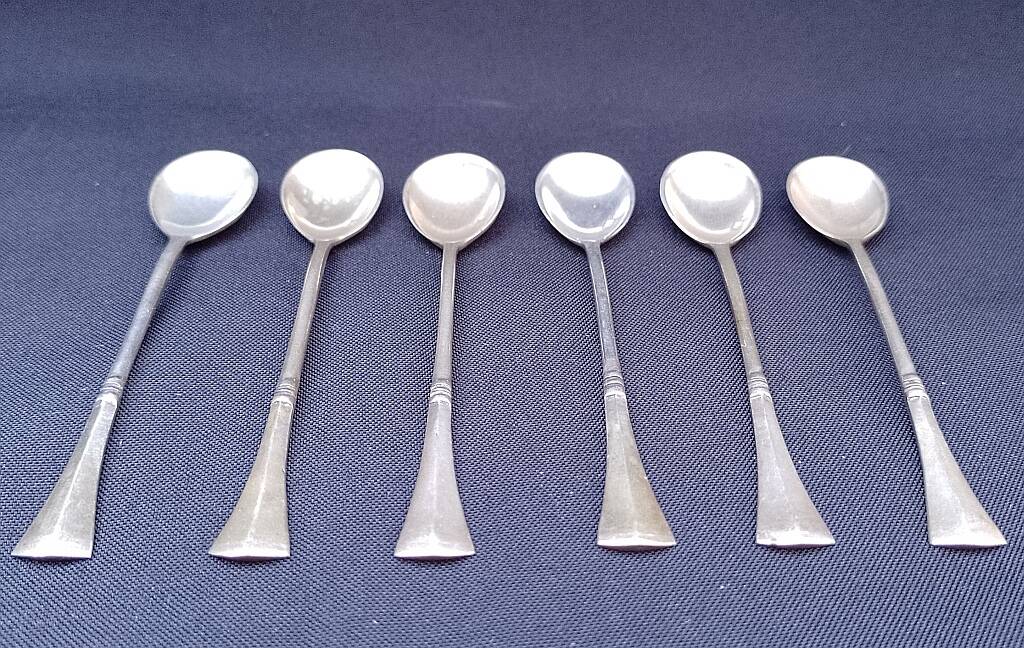 Art Deco 800 Silver Teaspoon Demitasse Marked Set of 6