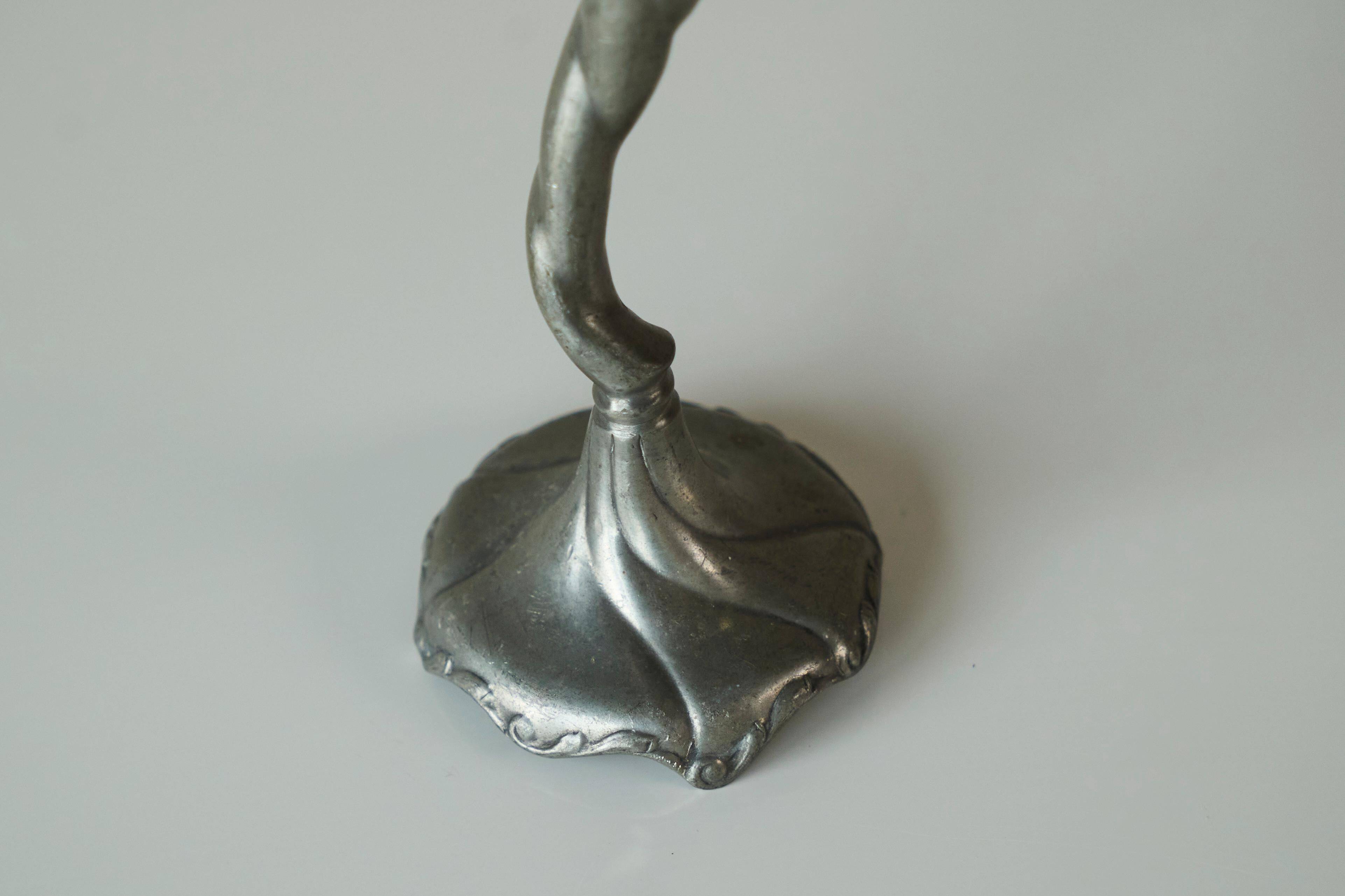 Art Nouveau chandelier sculptural in tin around 1900