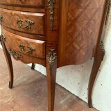 Louis XV style half-moon chest of drawers in marquetrya bottom of cubes XX century