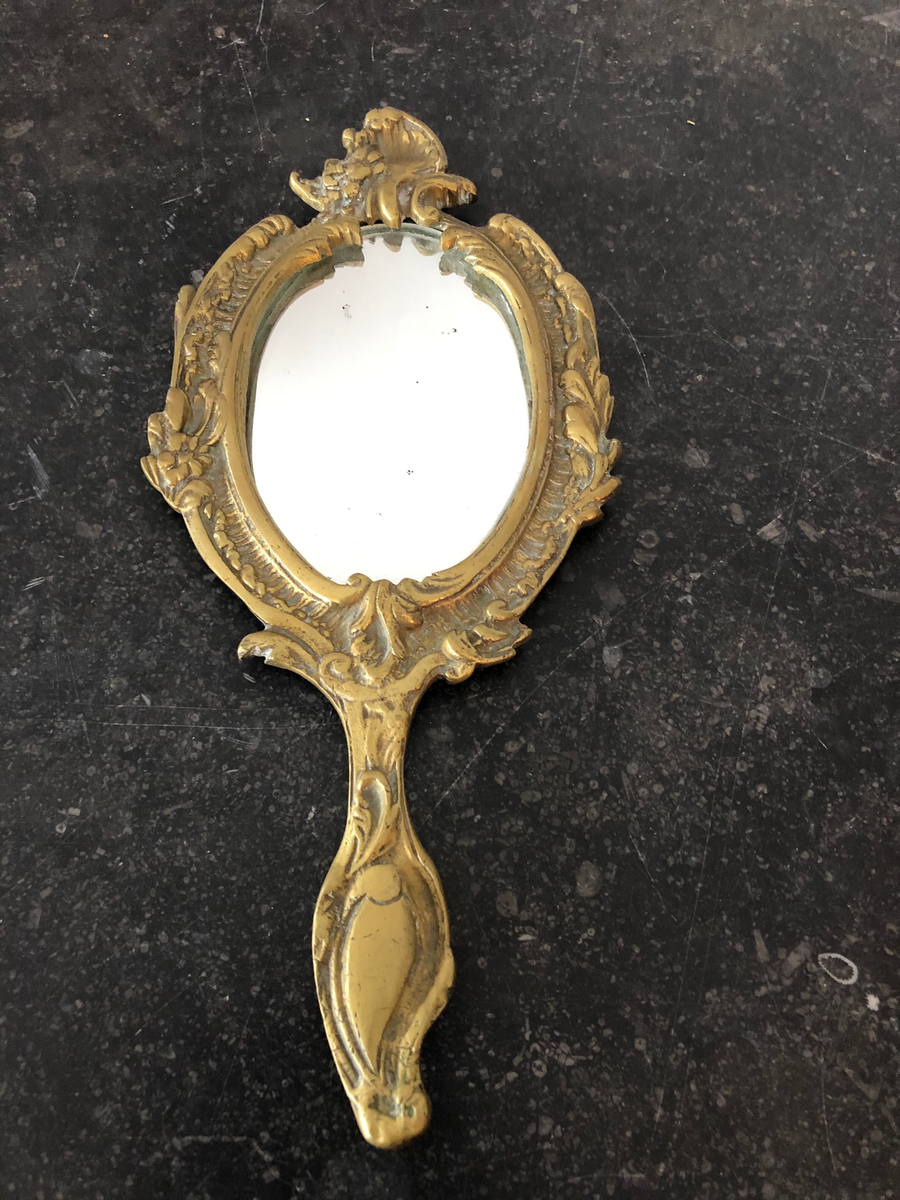 Brass hand mirror